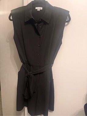 Calvin Klein Black Sleeveless Romper with Tie Waist